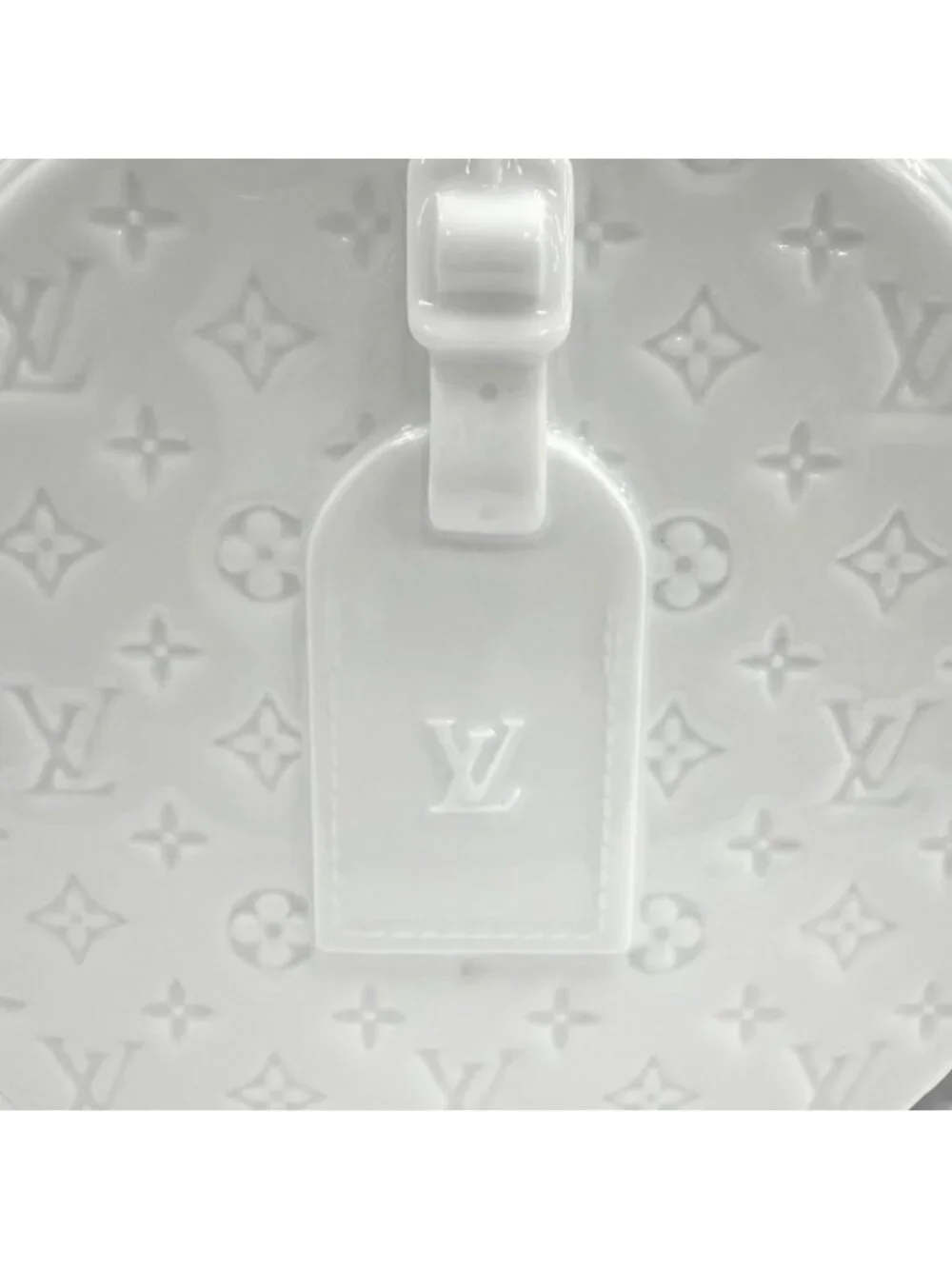 Louis Vuitton Vase Porcelain Monogram Pattern Embossed Bag Motif White